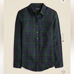 J. Crew Navy and Forest Plaid Button Down Shirt